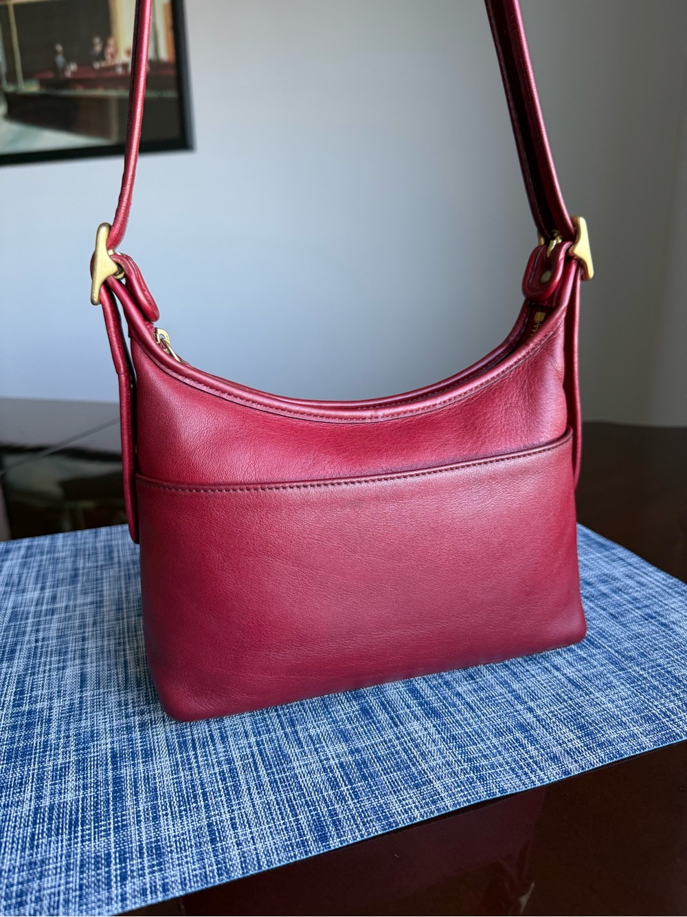 Red Vintage Coach 9136 Legacy Small Pocket Zip Leather Bag - Picture 4 of 16